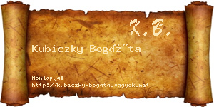 Kubiczky Bogáta névjegykártya